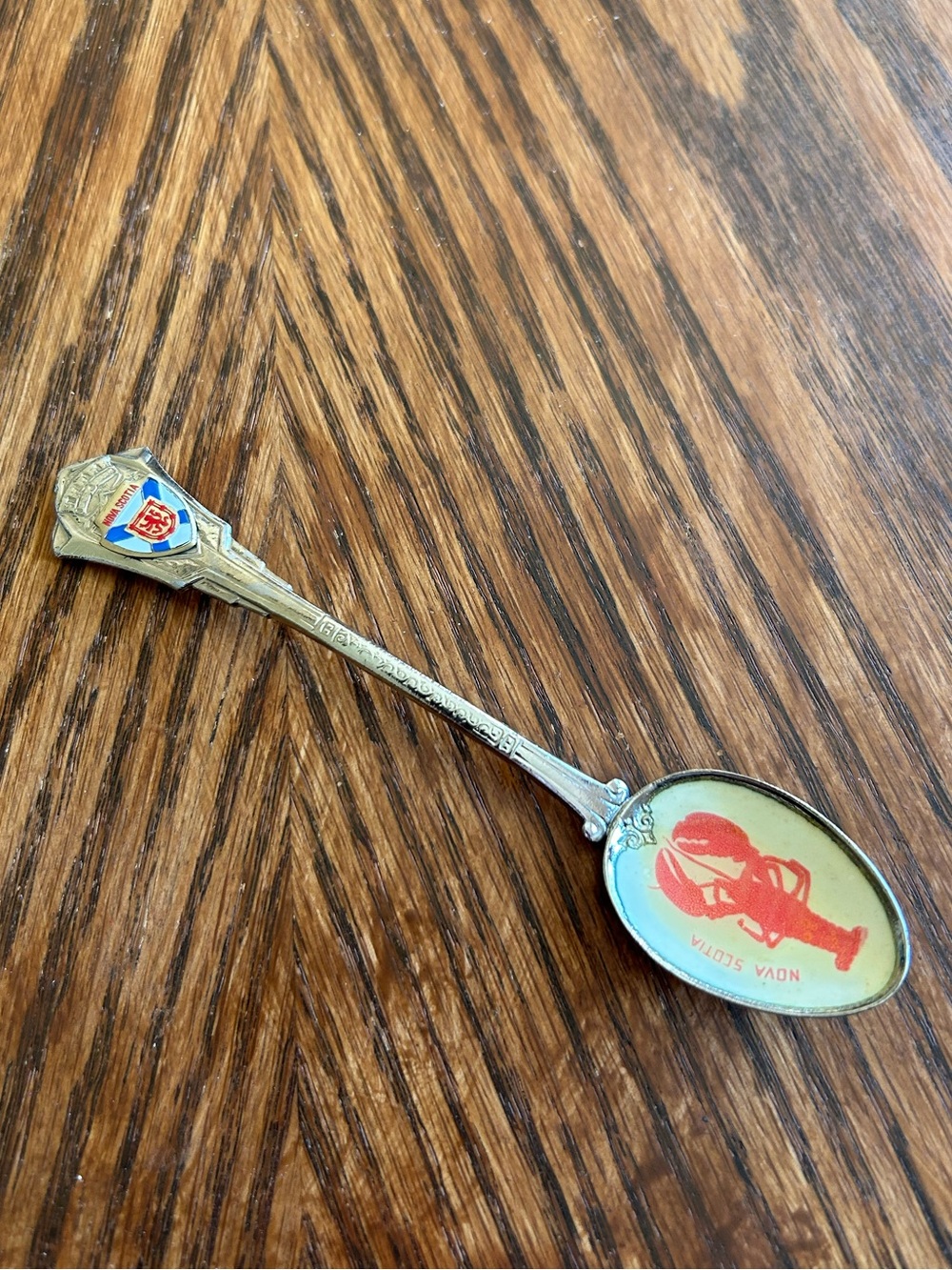 Vintage Nova Scotia Crest Enameled Lobster Souvenir Spoon